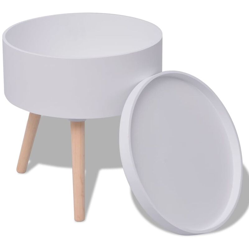 

vidaXL Mesa Auxiliar con Bandeja Redonda 39,5x44,5 cm Blanca - Blanco