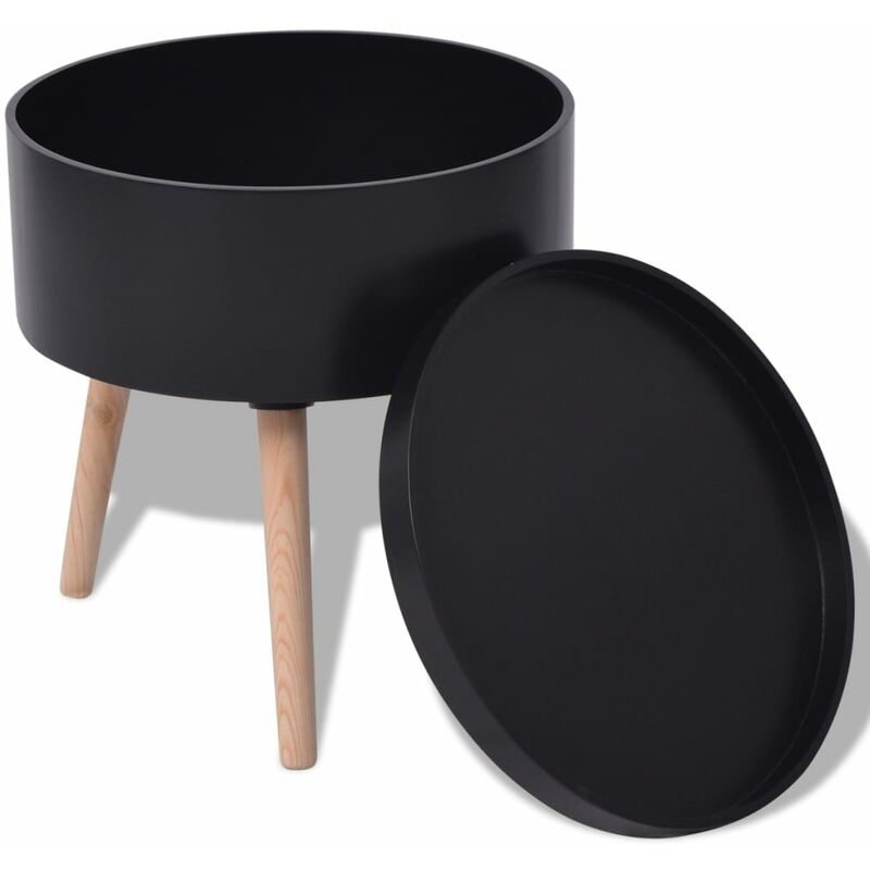 

Mesa Auxiliar con Bandeja Redonda 39,5x44,5 cm Negra - Negro - Vidaxl