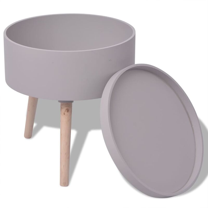 

vidaXL Mesa Auxiliar con Bandeja Redonda 39,5x44,5 cm Gris - Gris