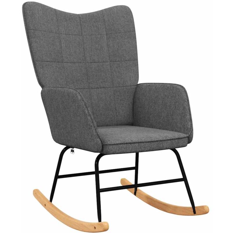 

Silla mecedora con reposapiés tela gris oscura - Gris - Vidaxl