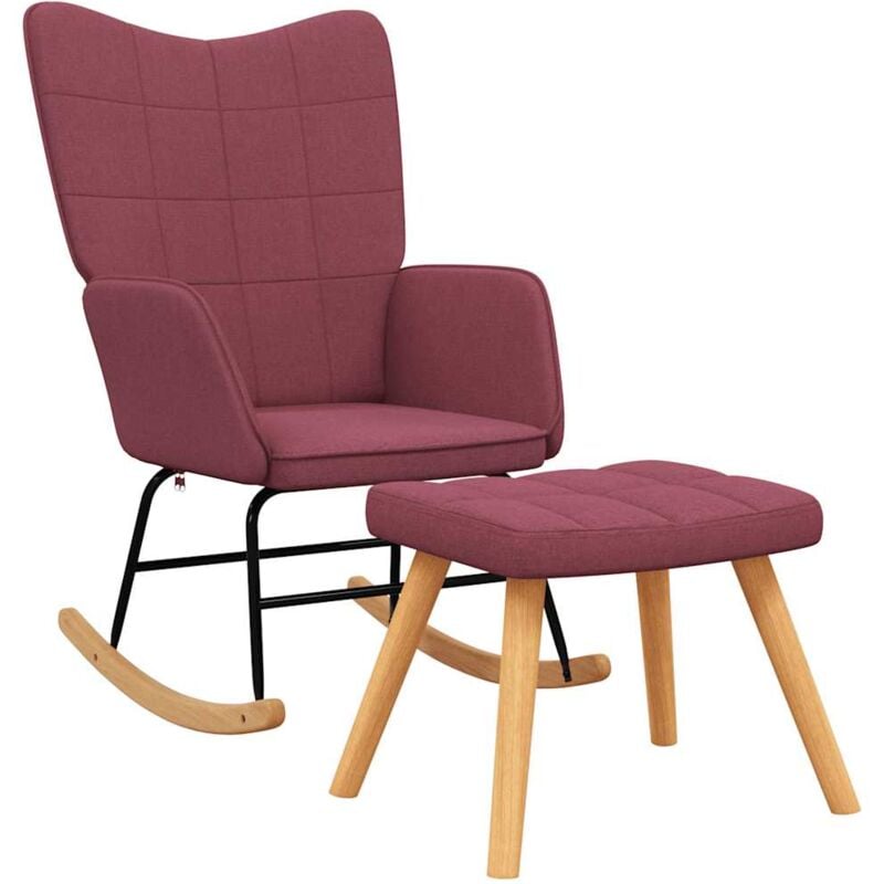 

Silla mecedora con reposapiés tela rojo tinto - Rojo - Vidaxl