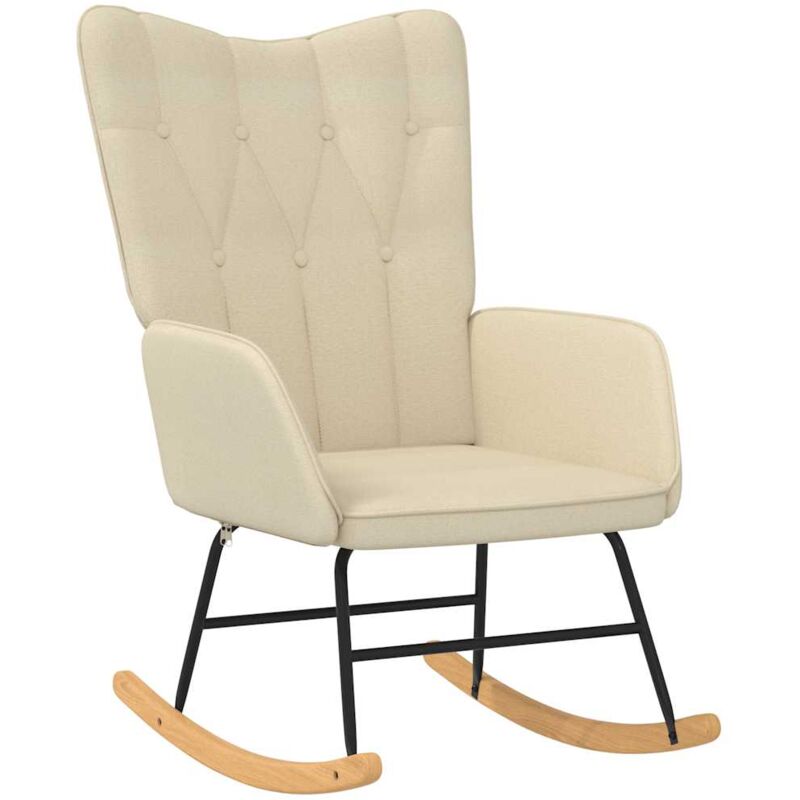

Silla mecedora con reposapiés tela color crema - Verde - Vidaxl