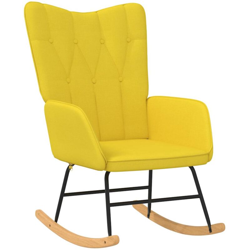

Silla mecedora con reposapiés tela amarilla mostaza - Amarillo - Vidaxl