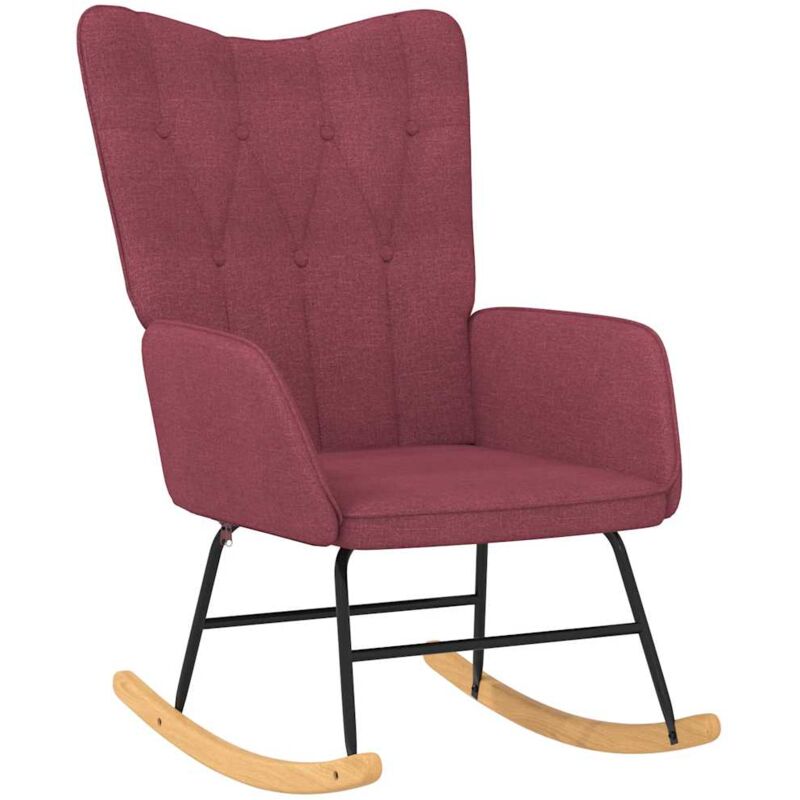 

Silla mecedora con reposapiés tela rojo vino tinto - Rojo - Vidaxl