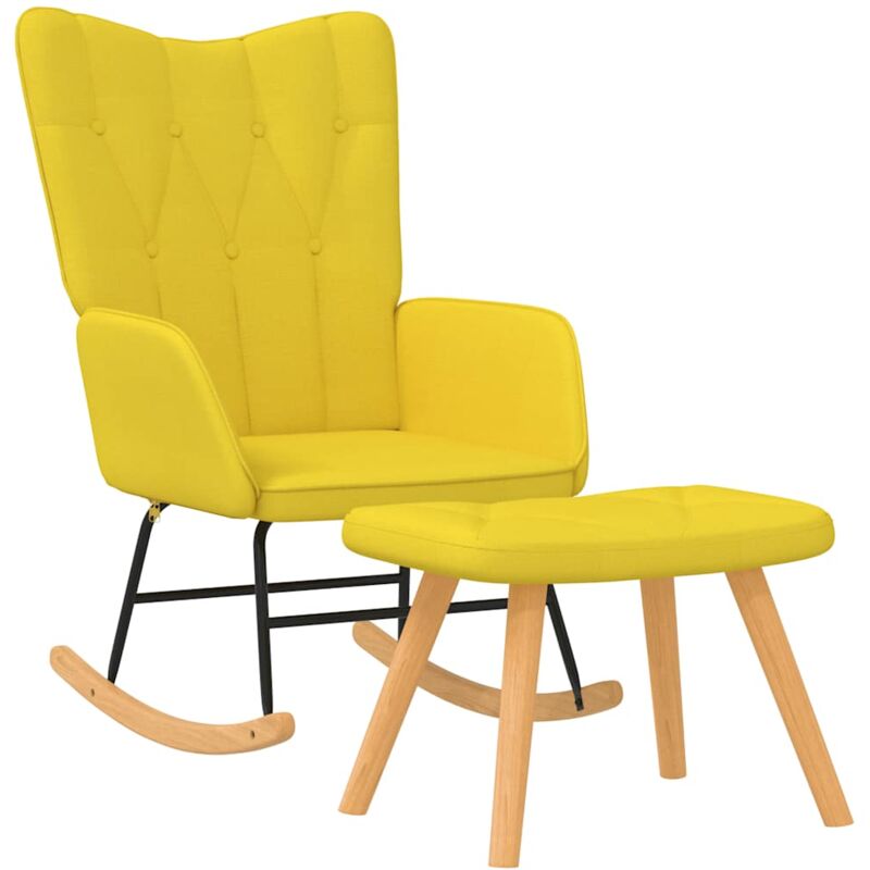 

Silla mecedora con reposapiés tela amarillo mostaza - Amarillo - Vidaxl