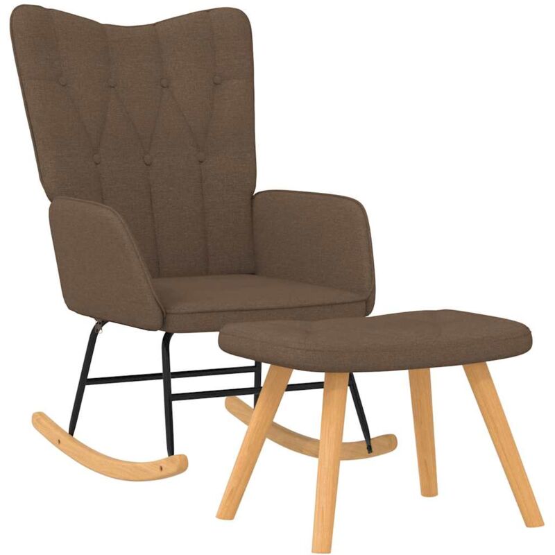 

Silla mecedora con reposapiés tela marrón - Marrón - Vidaxl
