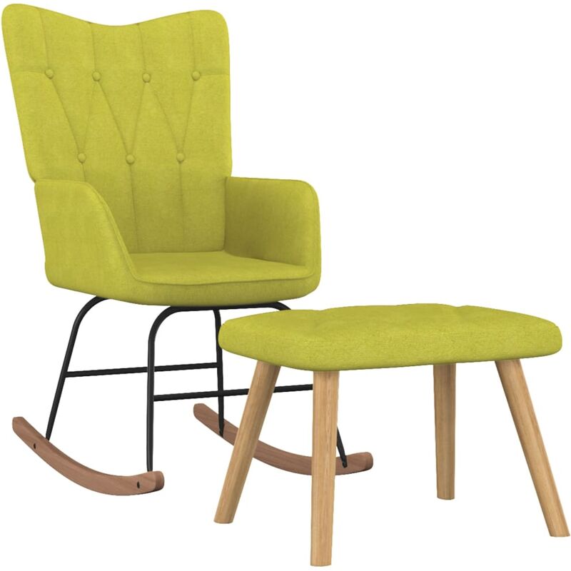 

Silla mecedora con reposapiés tela verde - Verde - Vidaxl