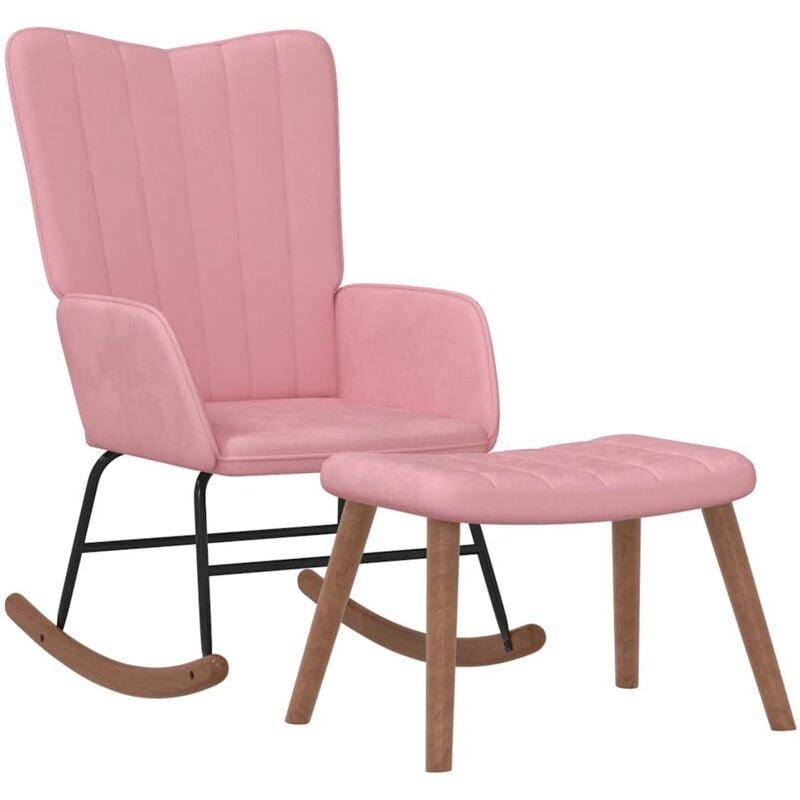 

Silla mecedora con reposapiés terciopelo rosa - Rosa - Vidaxl