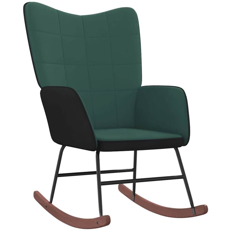

Silla mecedora de terciopelo verde oscuro y PVC - Verde - Vidaxl