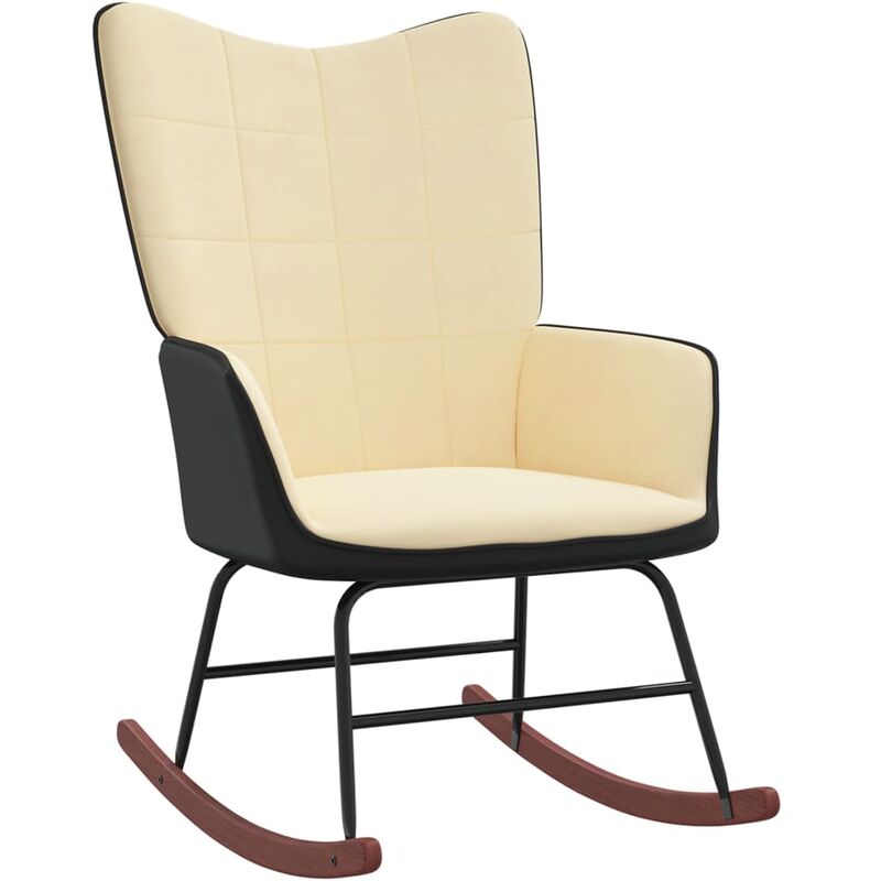 

Silla mecedora de terciopelo y PVC blanco crema - Crema - Vidaxl