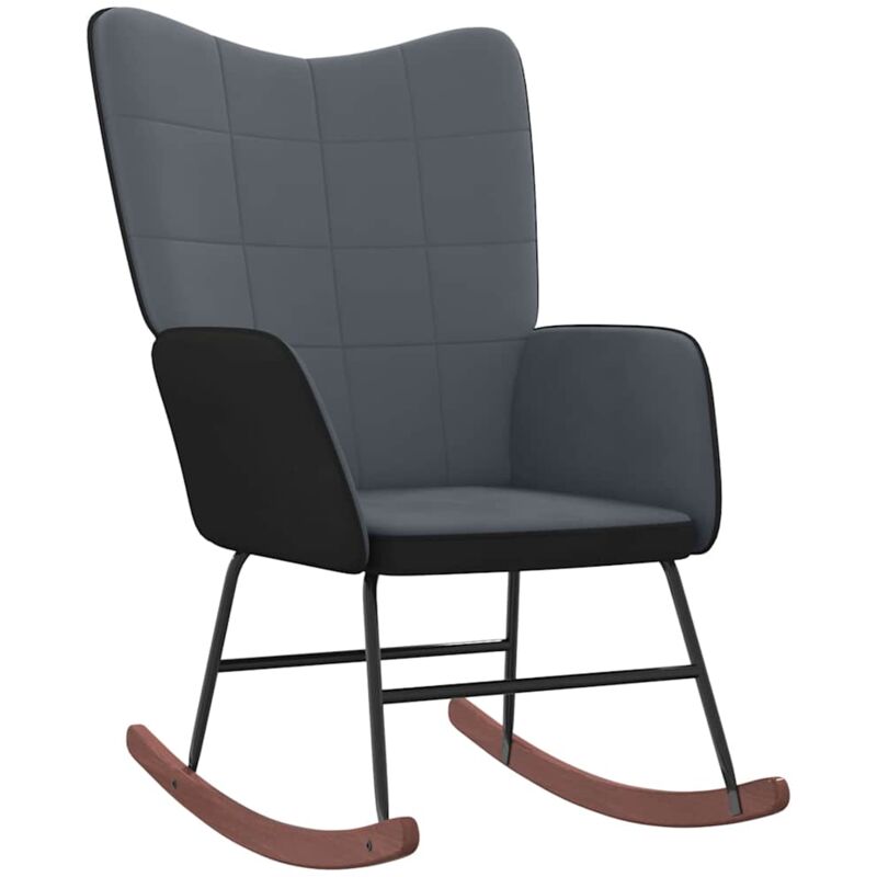 

Silla mecedora de terciopelo y PVC gris oscuro - Gris - Vidaxl