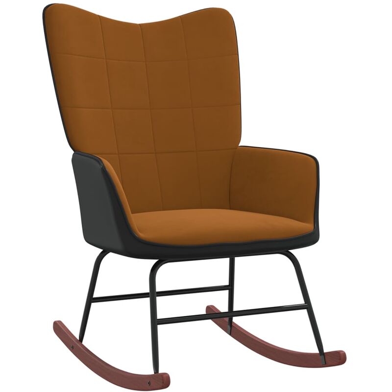 

Silla mecedora de terciopelo y PVC marrón - Marrón - Vidaxl