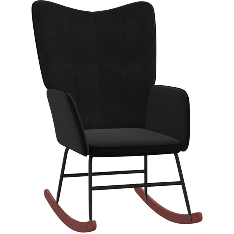 

Silla mecedora de terciopelo y PVC negro - Negro - Vidaxl