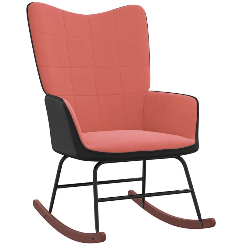 

Silla mecedora de terciopelo y PVC rosa - Rosa - Vidaxl