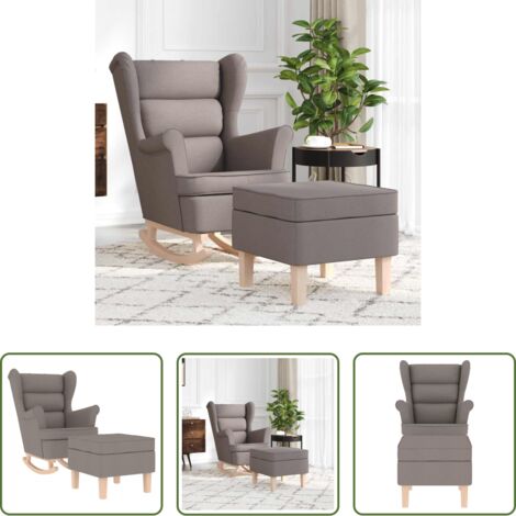 vidaXL Silla mecedora gris -  Sillón mecedora con taburete tela gris taupe
