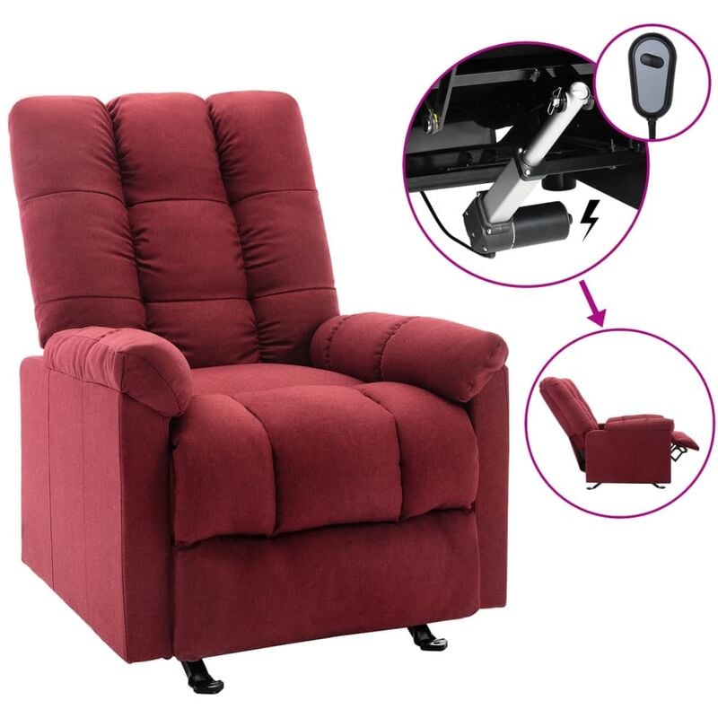 

Vidaxl - Sillón eléctrico reclinable de tela rojo tinto - Rojo