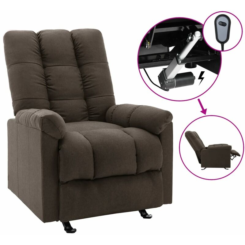 

Vidaxl - Sillón eléctrico reclinable de tela marrón oscuro - Marrón