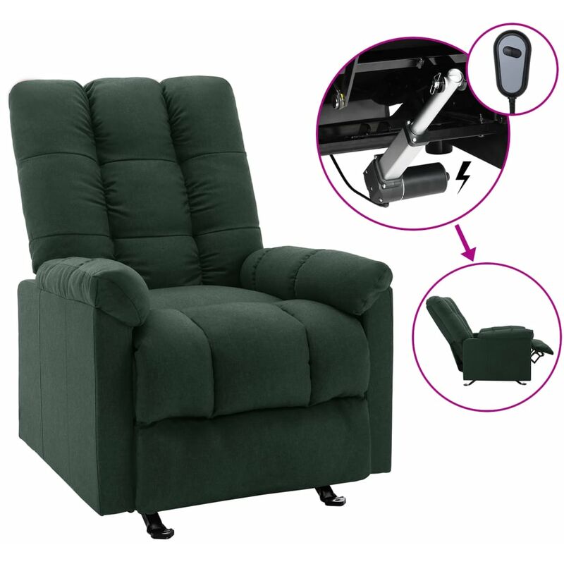 

Vidaxl - Sillón eléctrico reclinable de tela verde oscuro - Verde