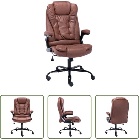 vidaXL Silla reclinable -  Silla de oficina de piel de ante sintética marrón