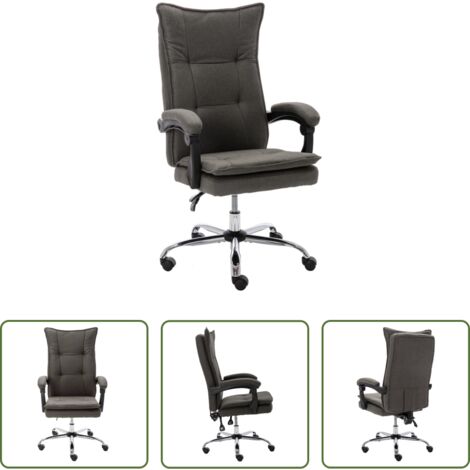vidaXL Silla reclinable -  Silla de oficina de tela gris