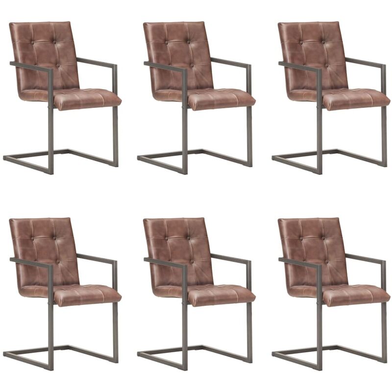 

Silla voladiza comedor 6 uds cuero auténtico marrón envejecido - Marrón - Vidaxl