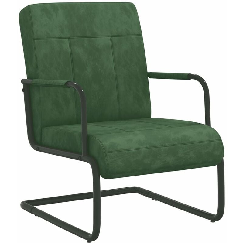 

Silla voladiza de terciopelo verde oscuro - Verde - Vidaxl
