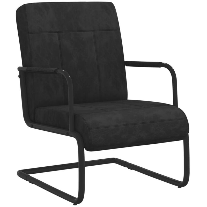 

Silla voladiza de terciopelo negro - Negro - Vidaxl