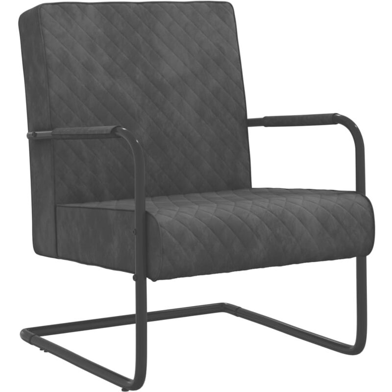 

Silla voladiza de terciopelo gris oscuro - Gris - Vidaxl