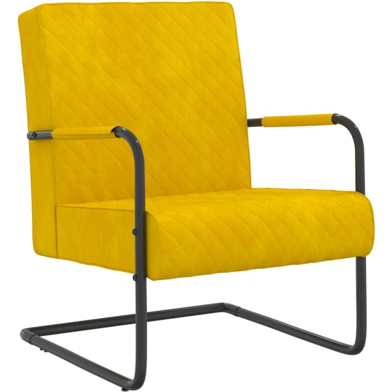 

Silla voladiza de terciopelo amarillo mostaza - Amarillo - Vidaxl