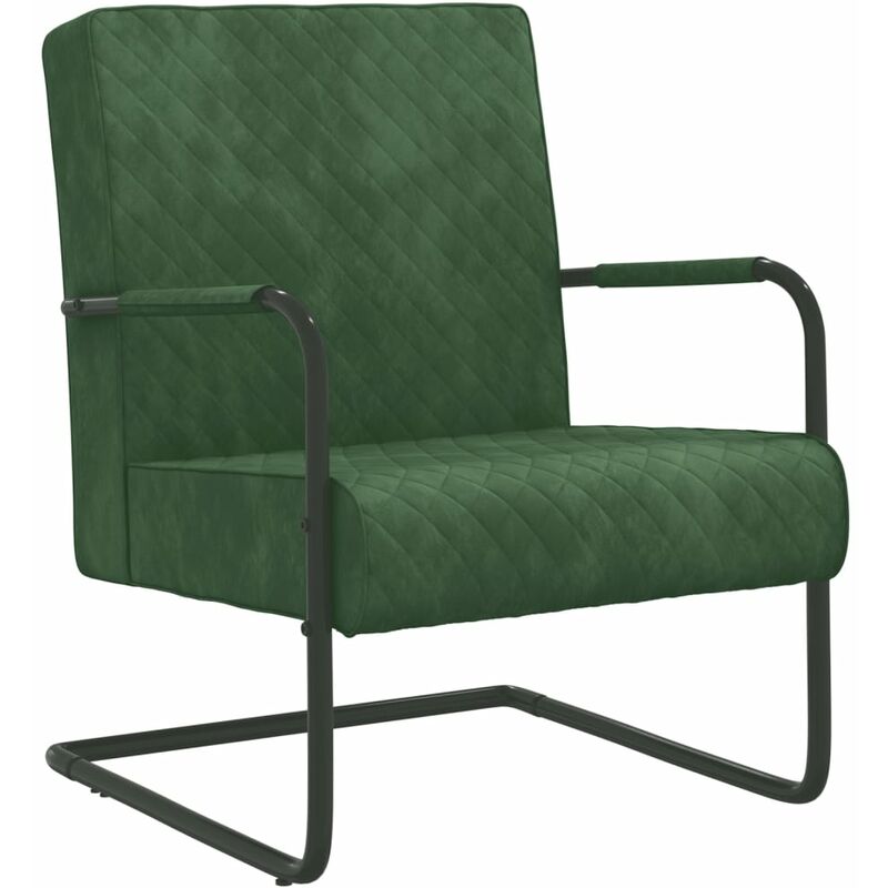 

Silla voladiza de terciopelo verde oscuro - Verde - Vidaxl