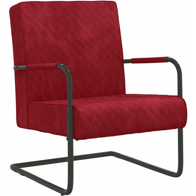 

Silla voladiza de terciopelo vino tinto - Rojo - Vidaxl