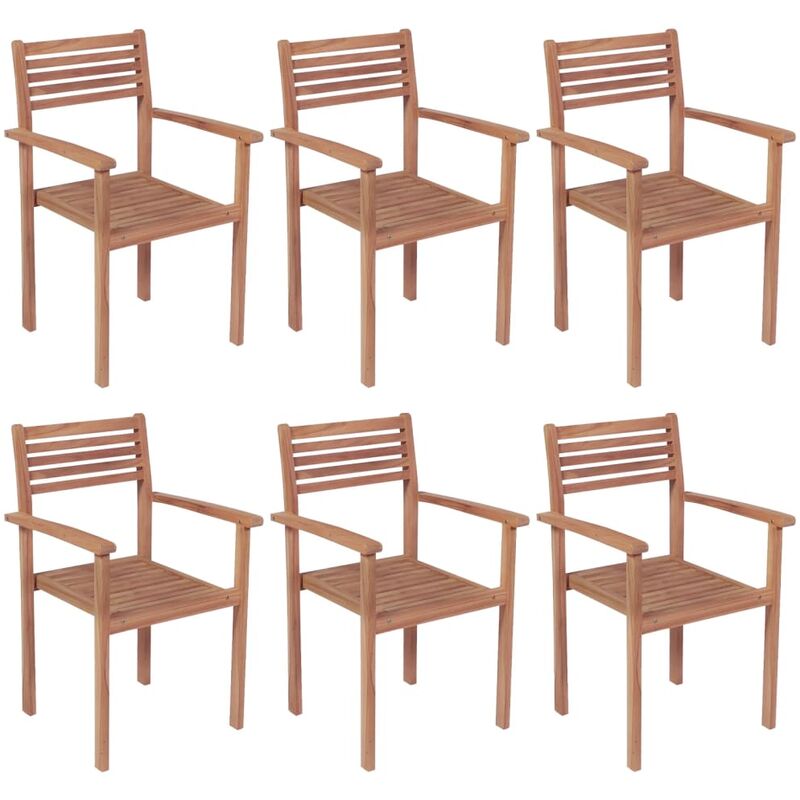 

vidaXL Sillas apilables de jardín 6 unidades madera maciza de teca - Marrón