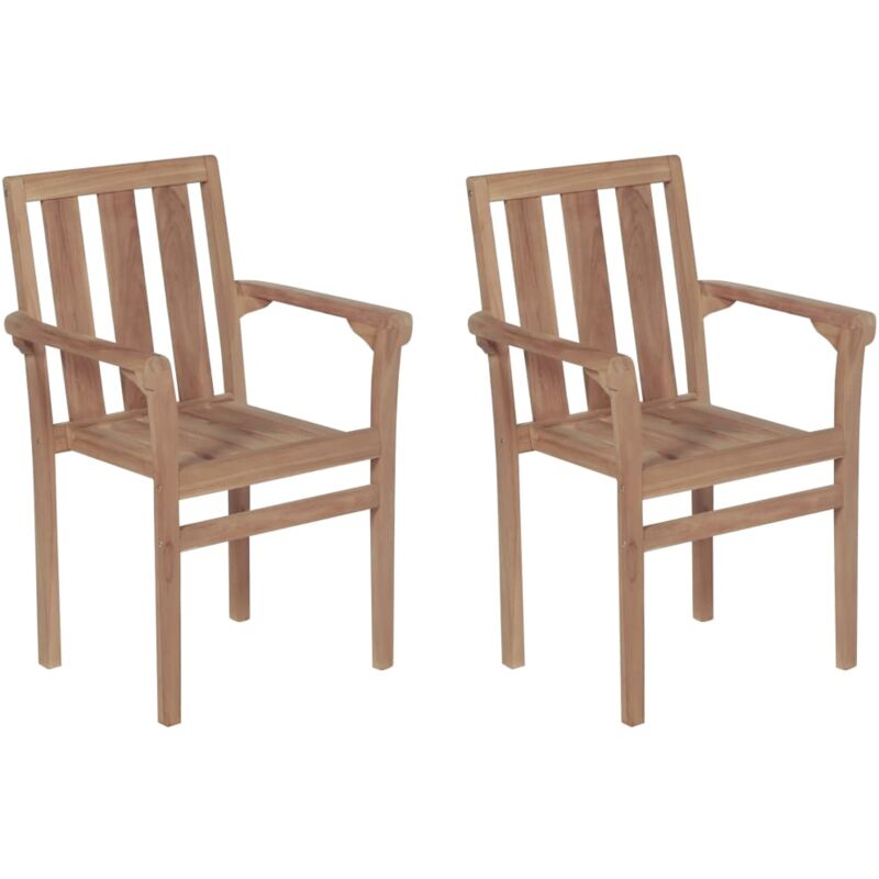 

vidaXL Sillas apilables de jardín 2 unidades madera maciza de teca - Marrón