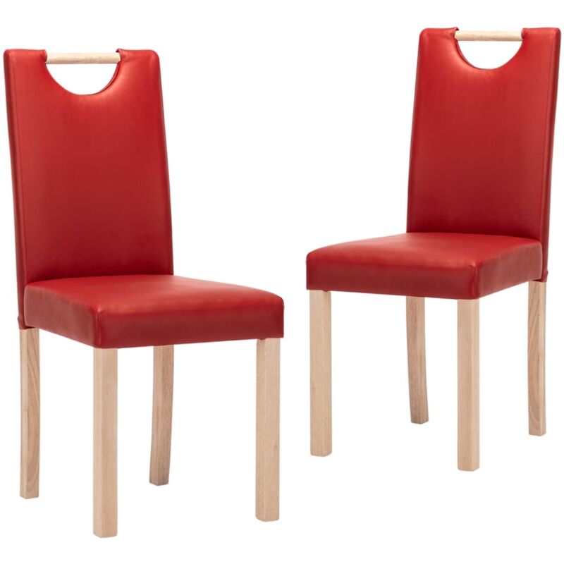 

vidaXL Sillas comedor 2 unidades cuero sintético rojo vino tinto - Rojo