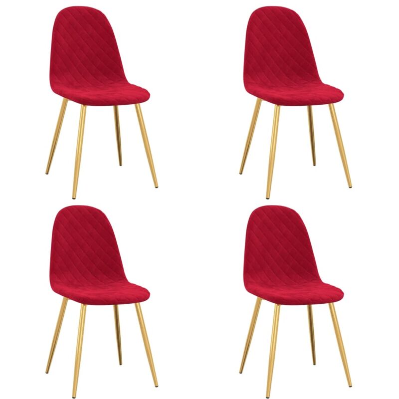 

vidaXL Sillas de comedor terciopelo 4 unidades rojo vino tinto - Rojo