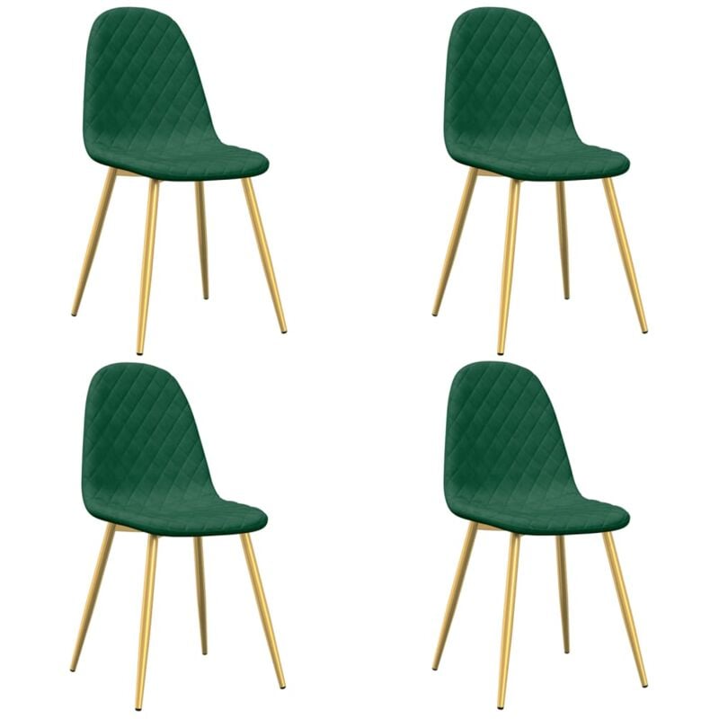 

vidaXL Sillas de comedor terciopelo 4 unidades verde oscuro - Verde