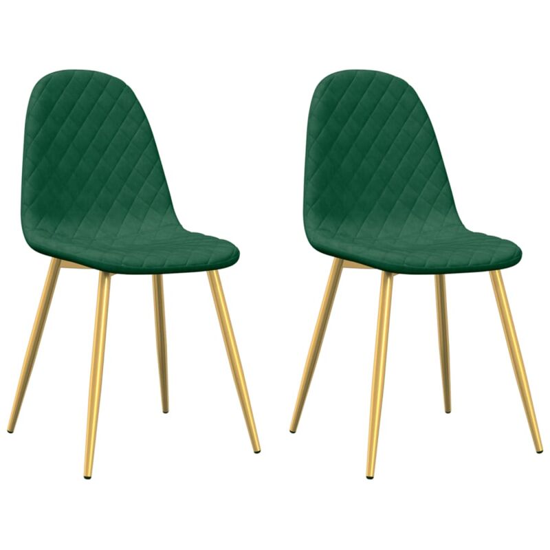 

vidaXL Sillas de comedor terciopelo 2 unidades verde oscuro - Verde