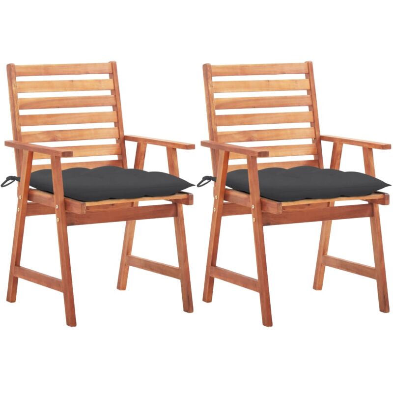 

vidaXL Sillas comedor de jardín 2 uds madera maciza acacia y cojines - Marrón
