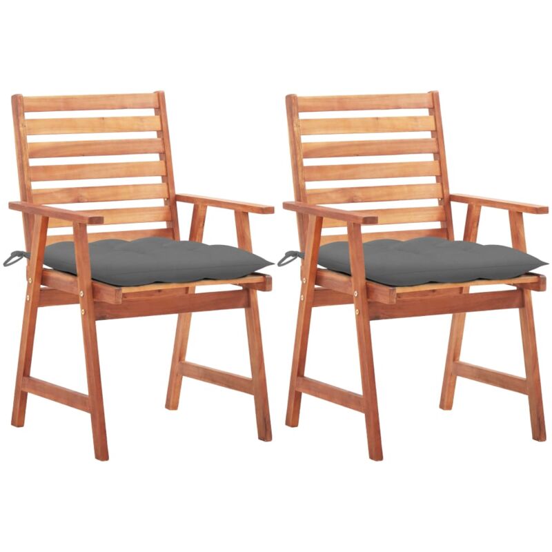 

vidaXL Sillas comedor de jardín 2 uds madera maciza acacia y cojines - Marrón