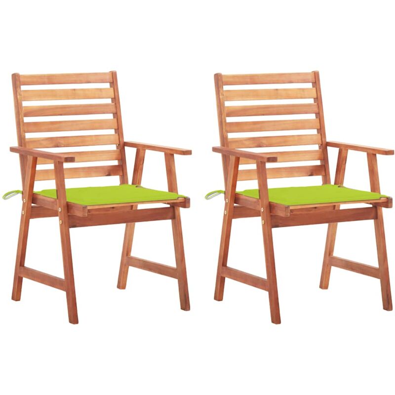 

vidaXL Sillas comedor de jardín 2 uds madera maciza acacia y cojines - Marrón