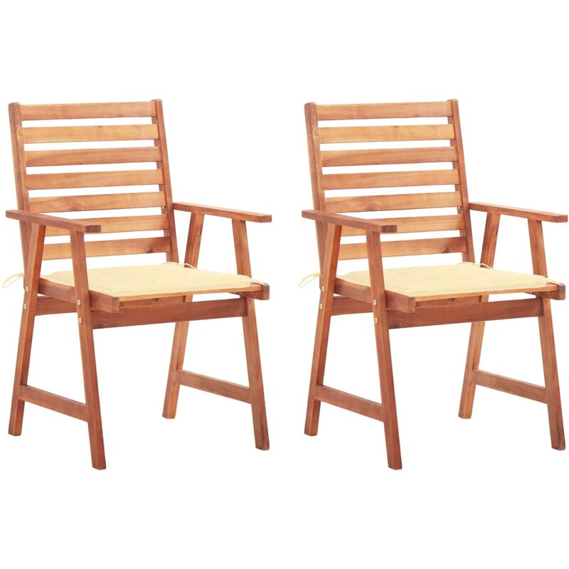 

vidaXL Sillas comedor de jardín y cojines 2 uds madera maciza acacia - Marrón
