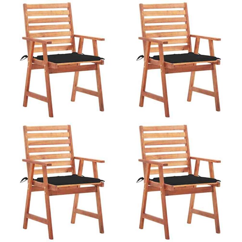 

vidaXL Sillas comedor de jardín y cojines 4 uds madera maciza acacia - Marrón