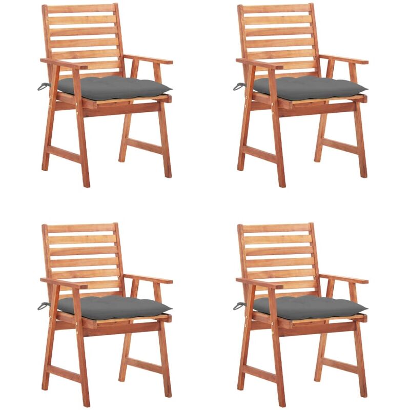

vidaXL Sillas comedor de jardín y cojines 4 uds madera maciza acacia - Marrón