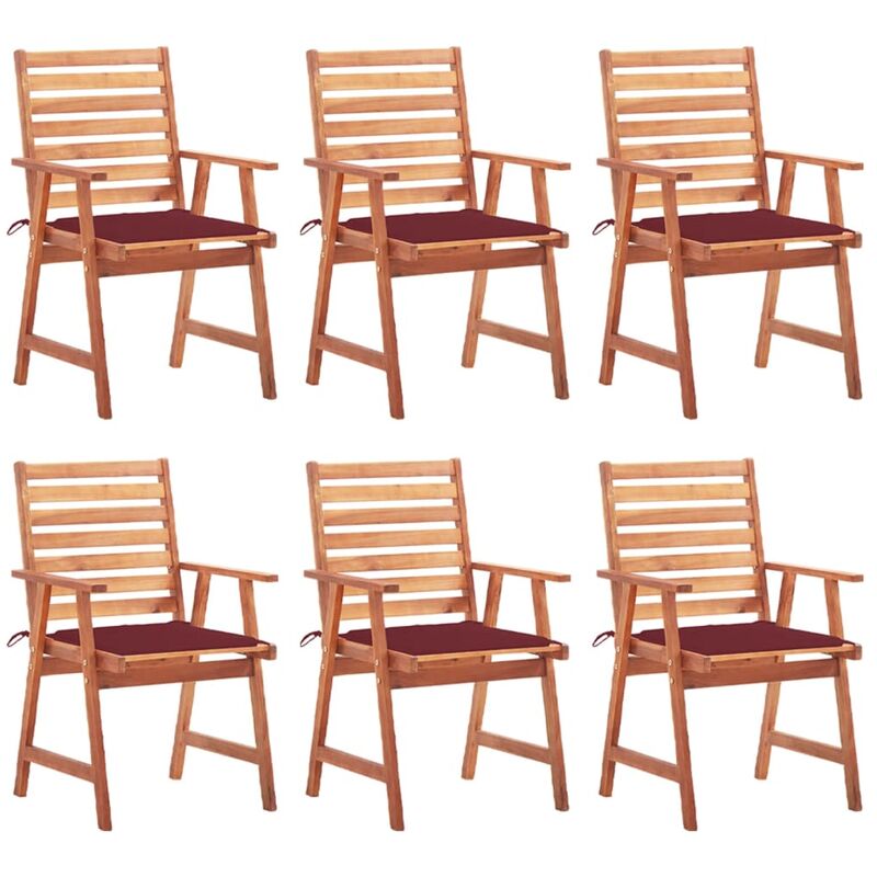 

vidaXL Sillas comedor de jardín y cojines 6 uds madera maciza acacia - Marrón