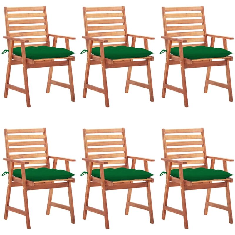 

vidaXL Sillas comedor de jardín y cojines 6 uds madera maciza acacia - Marrón