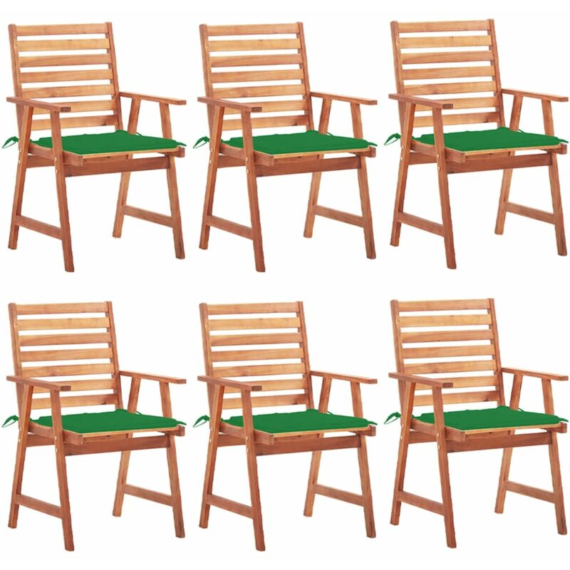 

vidaXL Sillas comedor de jardín y cojines 6 uds madera maciza acacia - Marrón