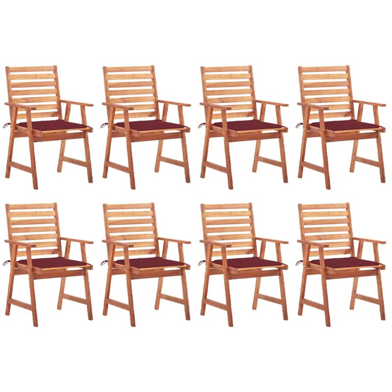 

vidaXL Sillas comedor de jardín y cojines 8 uds madera maciza acacia - Marrón