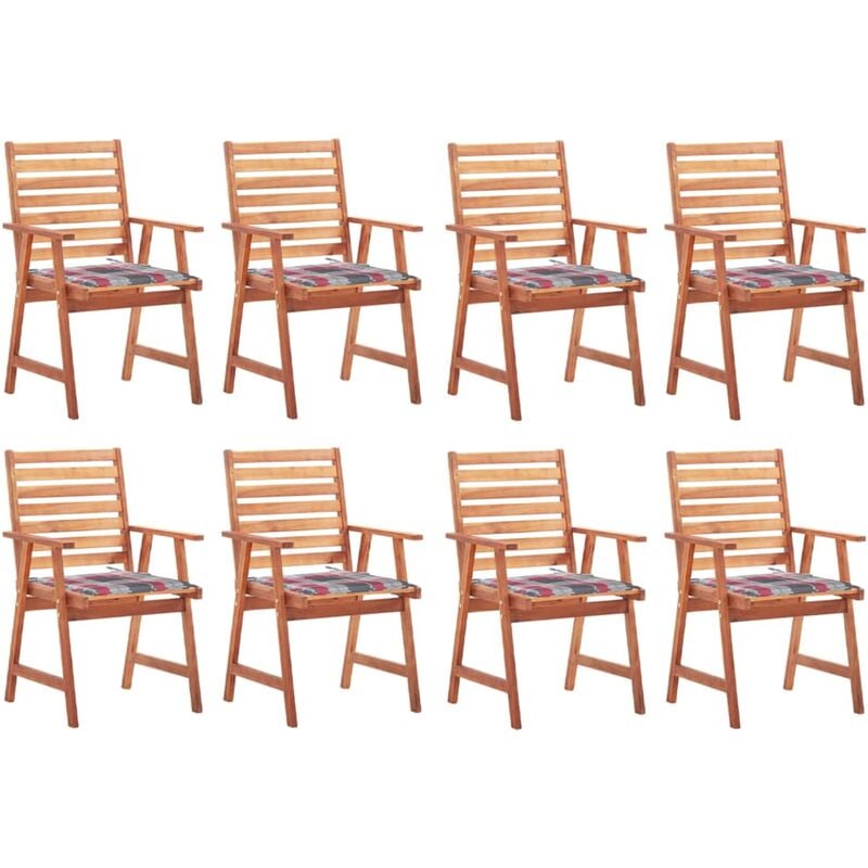 

vidaXL Sillas comedor de jardín y cojines 8 uds madera maciza acacia - Marrón