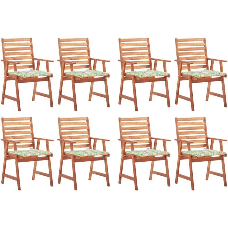 

vidaXL Sillas comedor de jardín y cojines 8 uds madera maciza acacia - Marrón