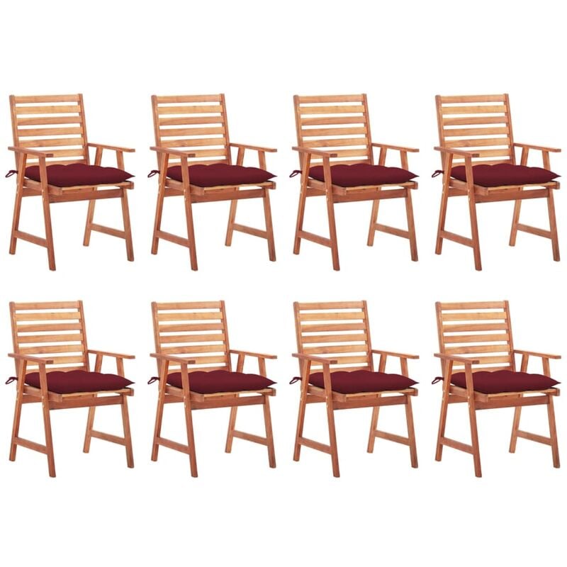 

vidaXL Sillas comedor de jardín y cojines 8 uds madera maciza acacia - Marrón